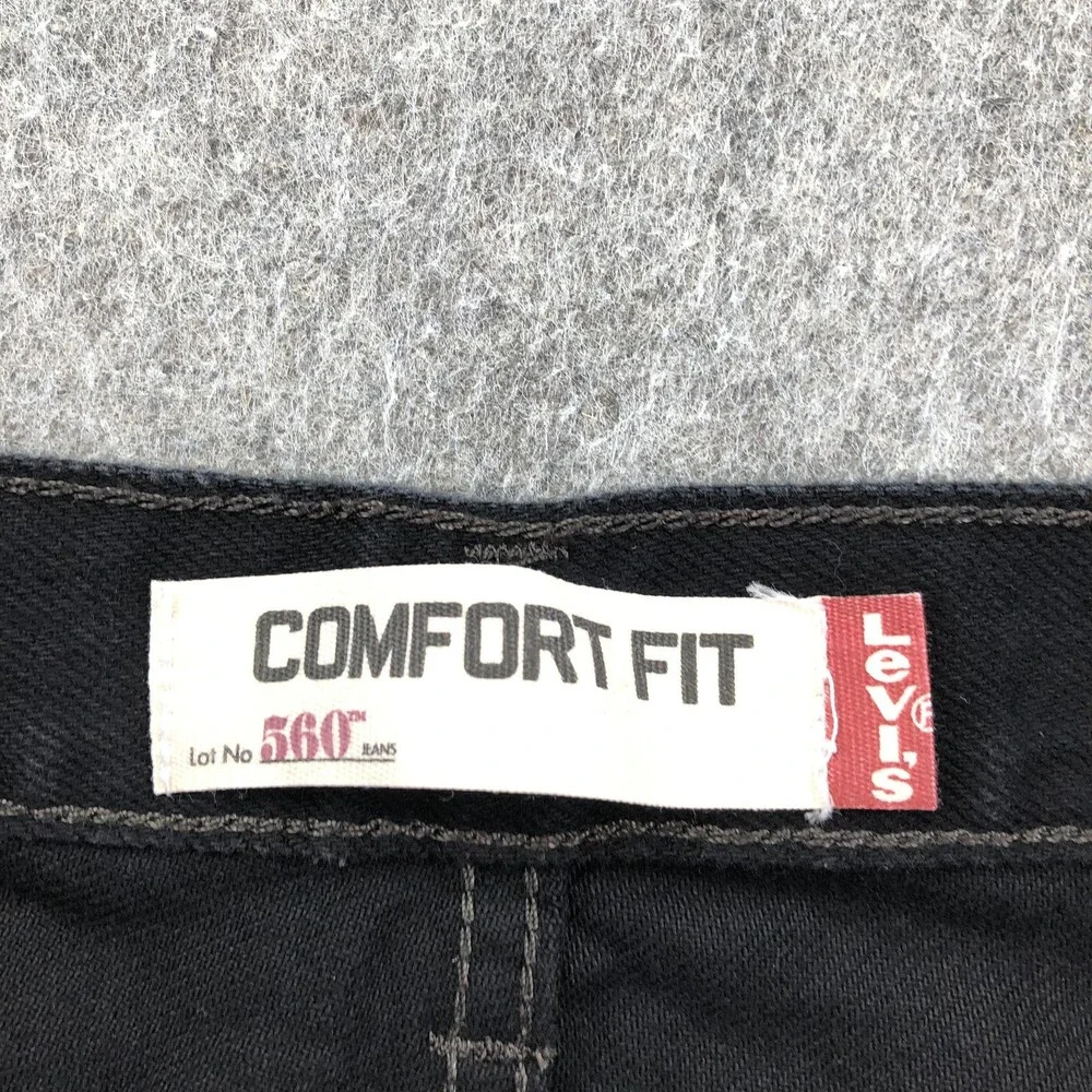 Levis 560 Jeans Mens 38x32 Black Dark Wash Relaxed Tapered Denim Pants